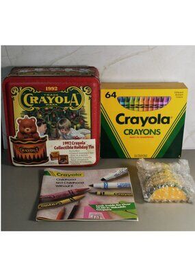 Vintage 1992 Crayola Collectible Tin 64 Ct Crayons Ornament Complete Unused